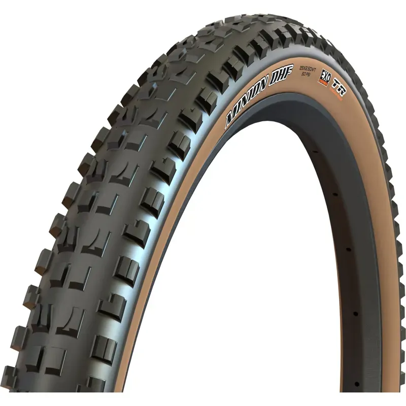 Maxxis Minion DHF Tire - 27.5 X 2.5 Tubeless Folding Black/Dark Tan DualEXO Wide Trail Black/ Tan 27.5 x 2.5